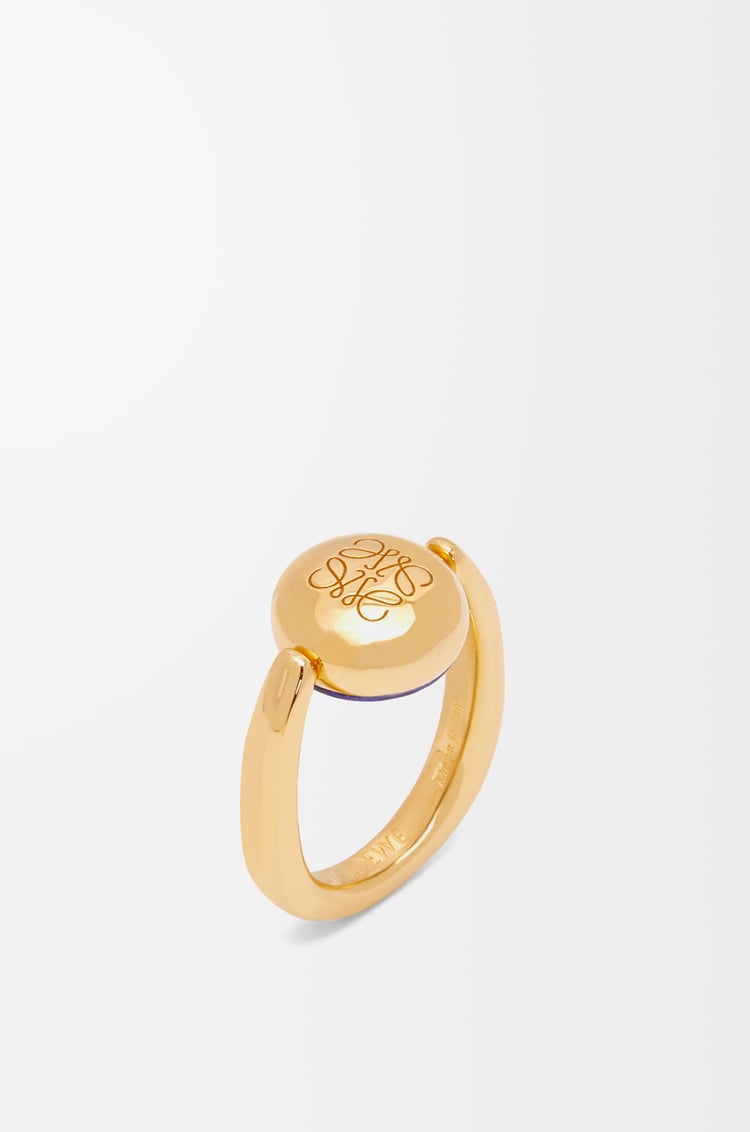LOEWE Anillo Anagram Pebble en plata de ley y lapislázuli Oro/Azul