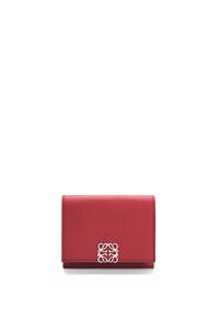 LOEWE Anagram trifold wallet in pebble grain calfskin Rouge
