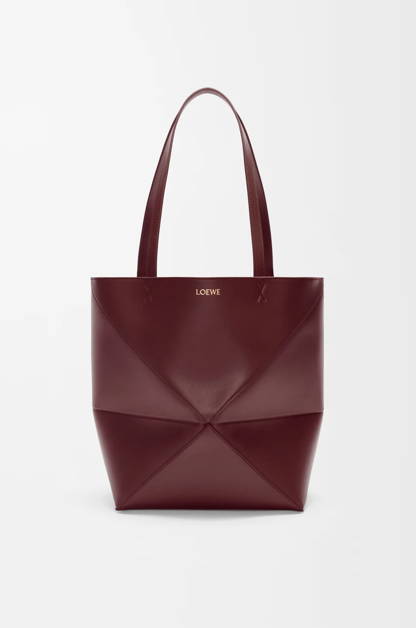 Medium Puzzle Fold tote in shiny calfskin