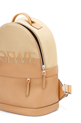 LOEWE Signature Round backpack in canvas and classic calfskin Creta/Warm Desert