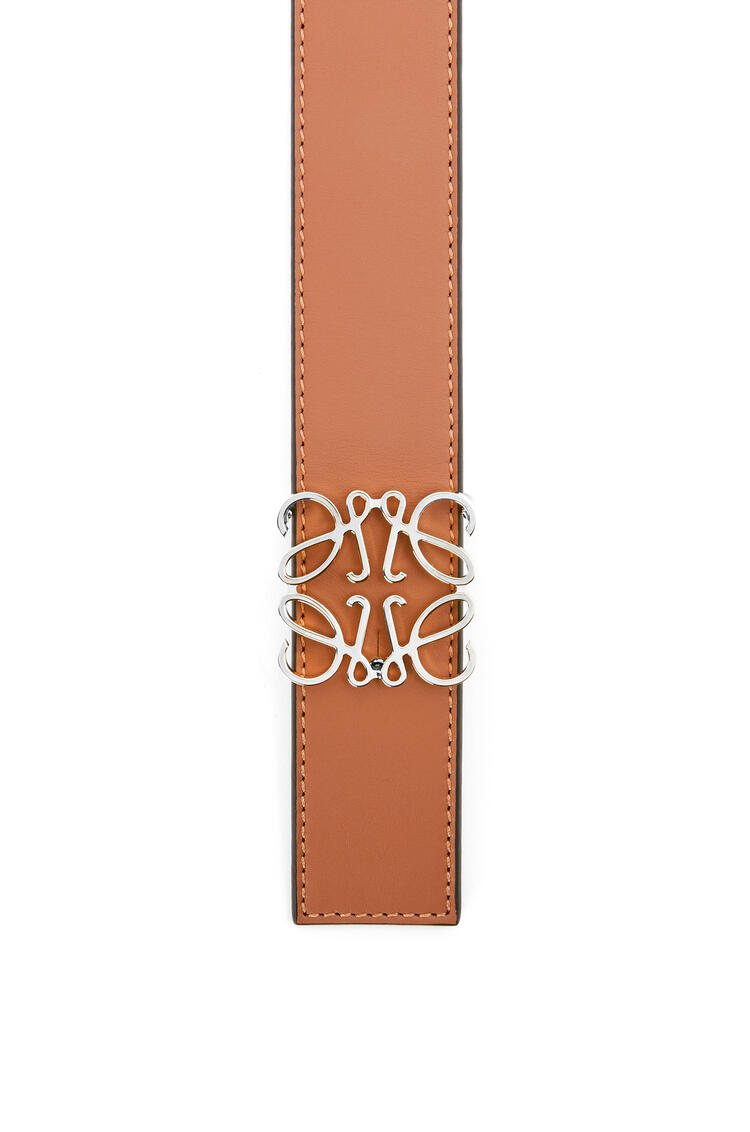 LOEWE Cinturón en piel de ternera lisa con anagrama Negro/Bronceado/Paladio pdp_rd