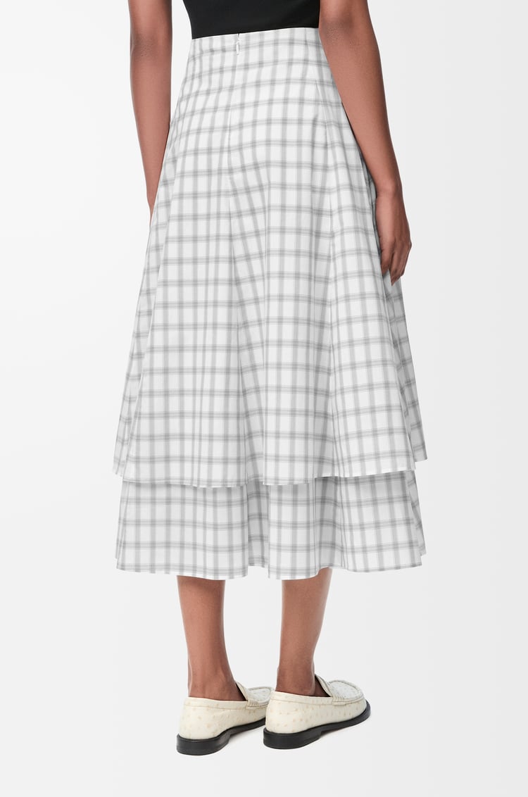LOEWE Falda de doble capa en algodón Blanco/Gris