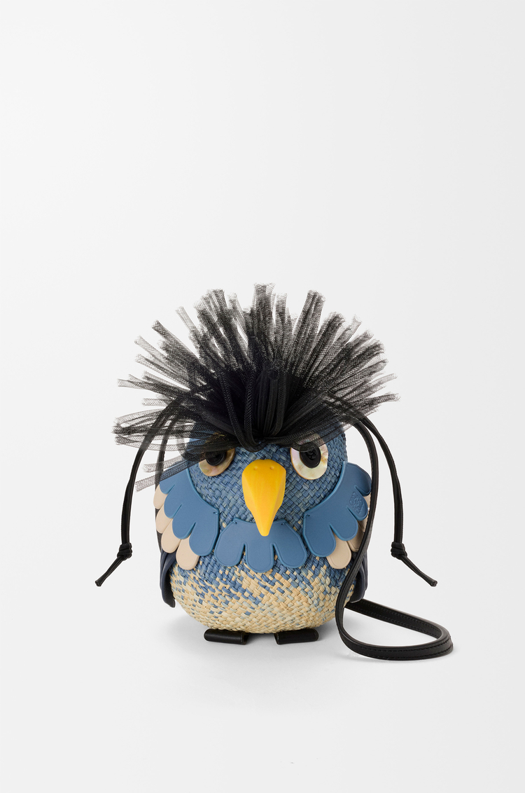 LOEWE 伊拉卡棕榈和牛皮革小鸟造型手袋 蓝色