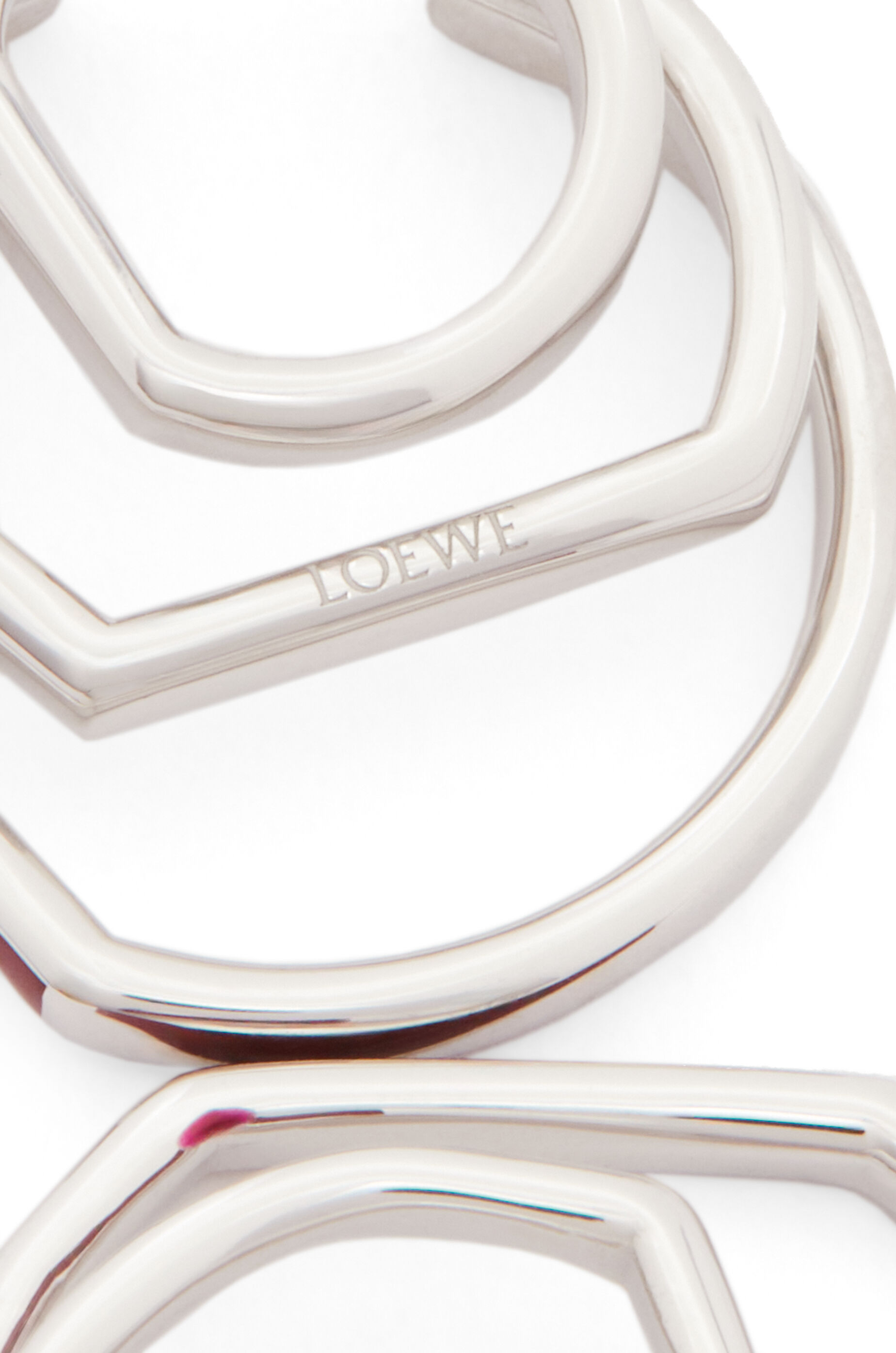 スタック フープピアス（スターリングシルバー&エナメル） シルバー/ブルゴーニュ - LOEWE