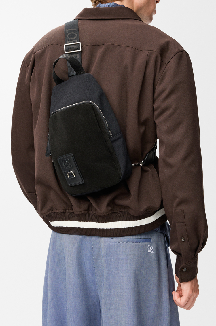 LOEWE Flex sling in canvas and suede Black