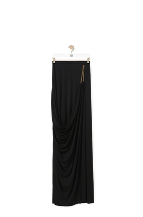 LOEWE 粘胶纤维链条垂褶半身裙 黑色 plp_rd