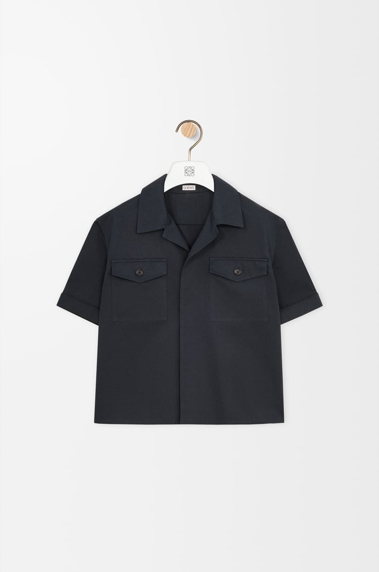 LOEWE Short sleeve shirt in cotton Dark Blue