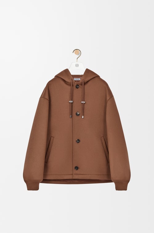 LOEWE Chaqueta con capucha en lana Camel