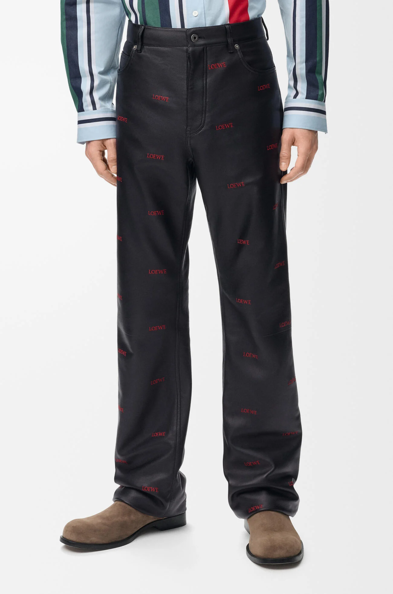 LOEWE Pantalón en piel napa de cordero Negro