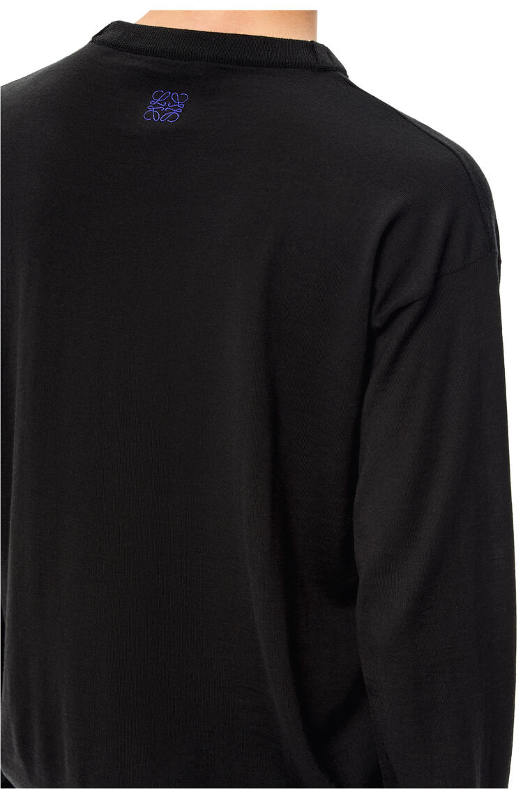 LOEWE Jersey en lana con cuello redondo y rayas Negro pdp_rd