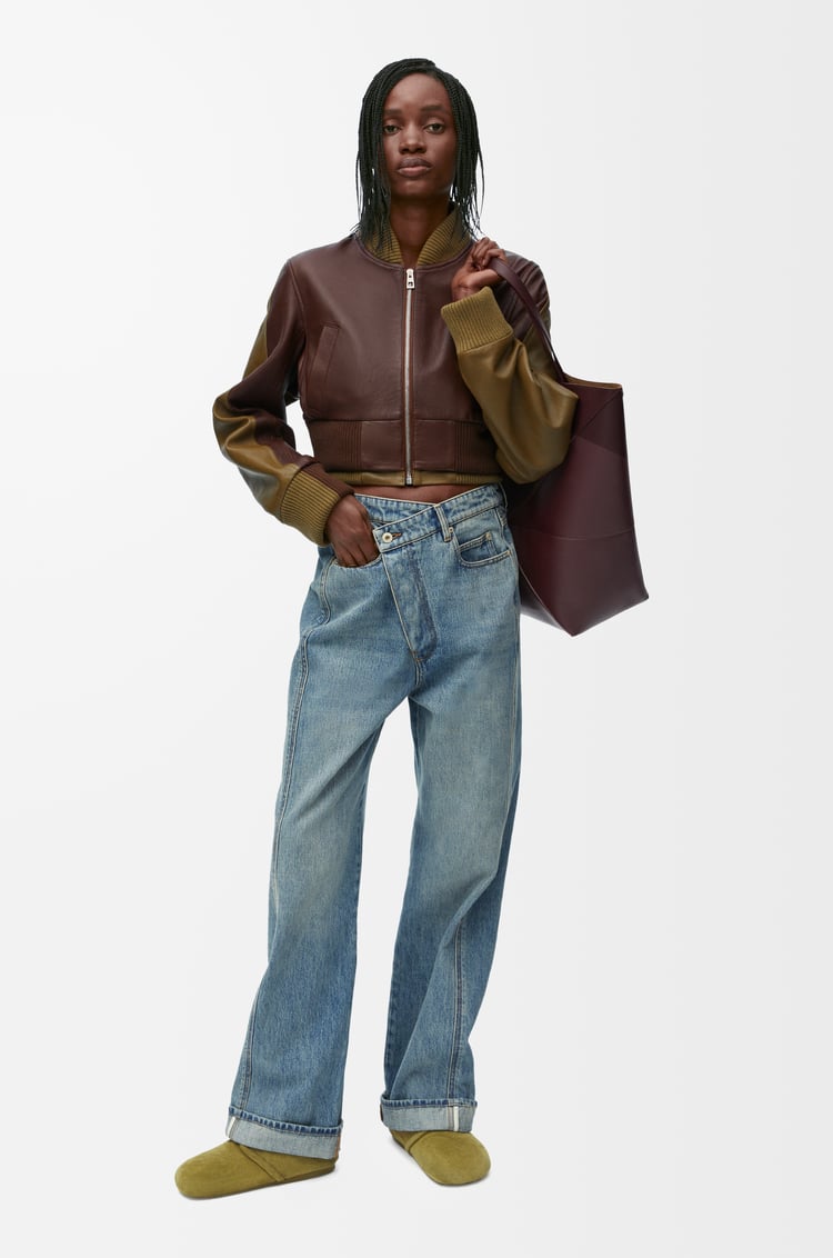 LOEWE Chaqueta bomber en piel napa de cordero Chocolate Negro