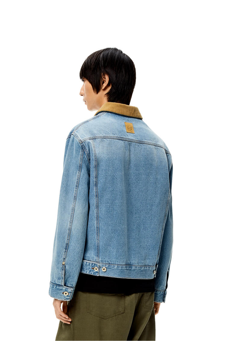 LOEWE Check lined denim jacket in cotton Light Blue pdp_rd