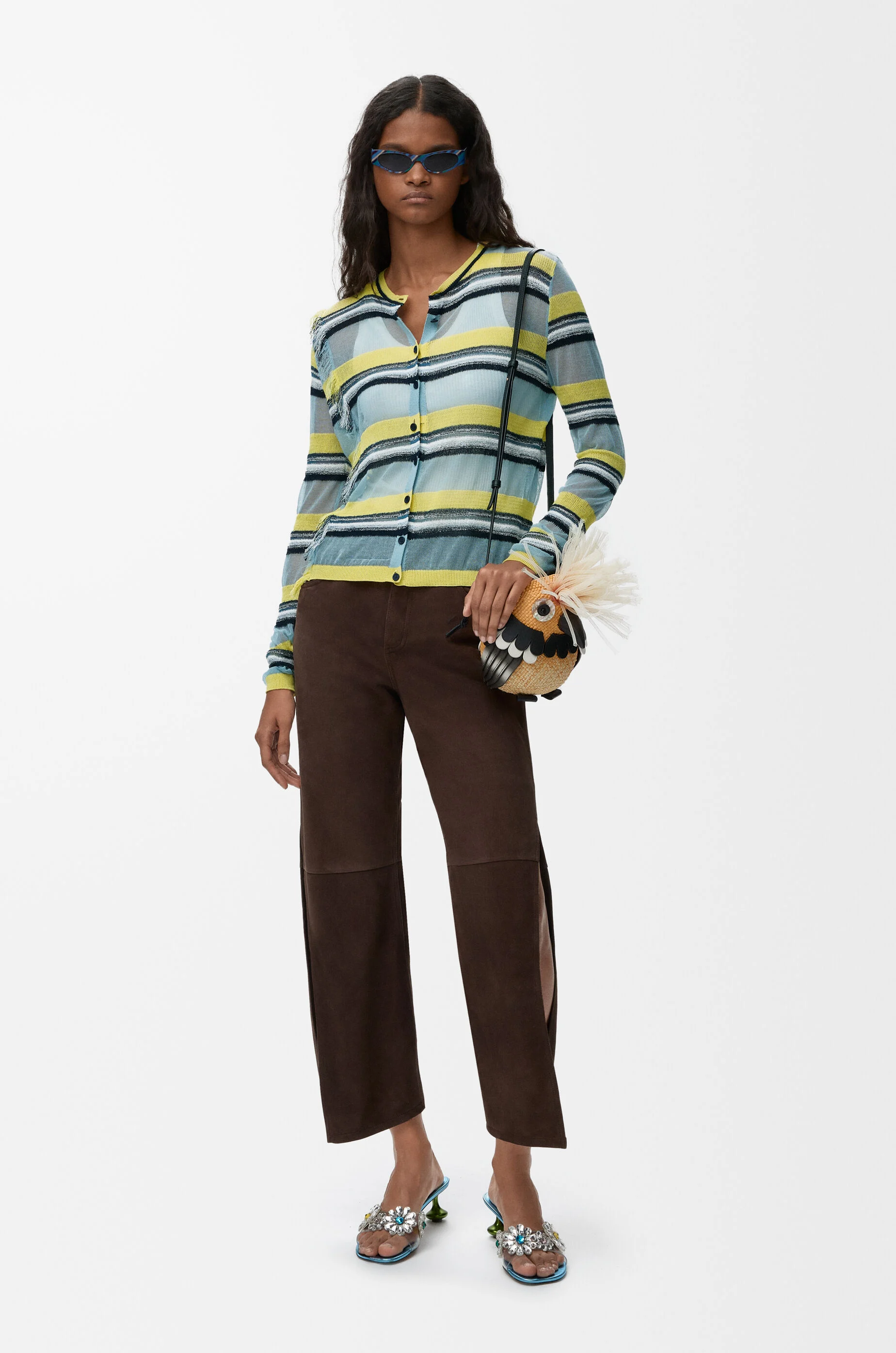 ロエベ カーディガン ストライプ ガウン XS マルチカラー /YQ ■OS 中古・古着通販】LOEWE (ロエベ) Striped V-Neck Cardigan/ストライプ
