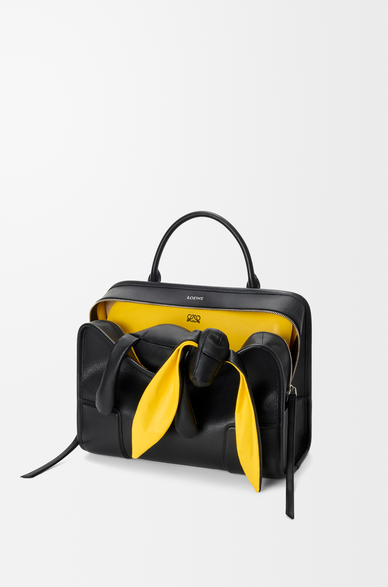 LOEWE Grand sac Amazona 180 Lazy Dog en cuir de buffle Noir/Jaune