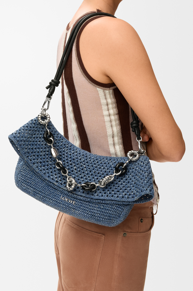 LOEWE Medium Ola bag in crochet Denim Blue