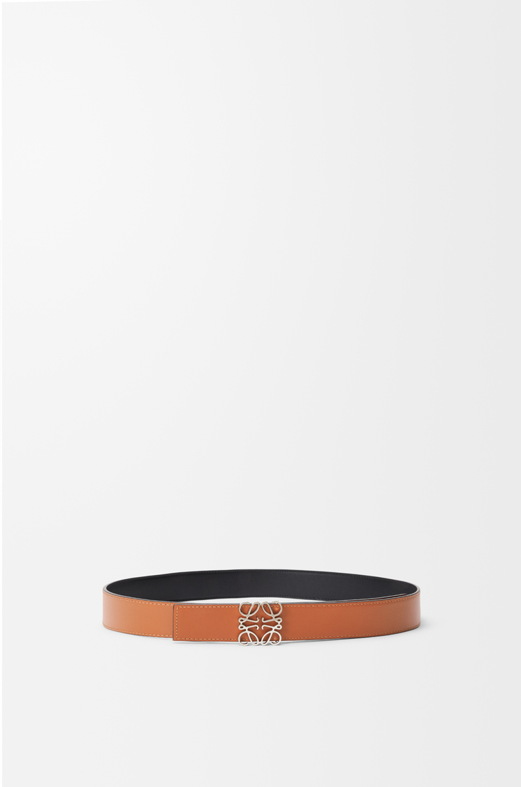 LOEWE Reversible Anagram belt in smooth calfskin Black/Tan/Palladium