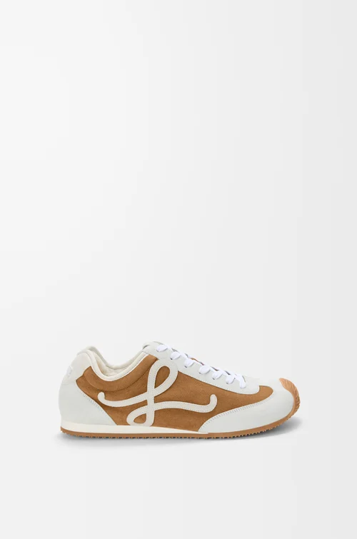 LOEWE Ballet Runner 2.0 in suede and shearling Tan/White