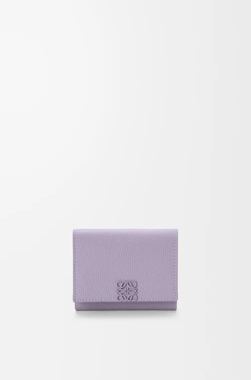 LOEWE Portefeuille à trois volets Anagram en cuir de veau grainé Dirty Mauve