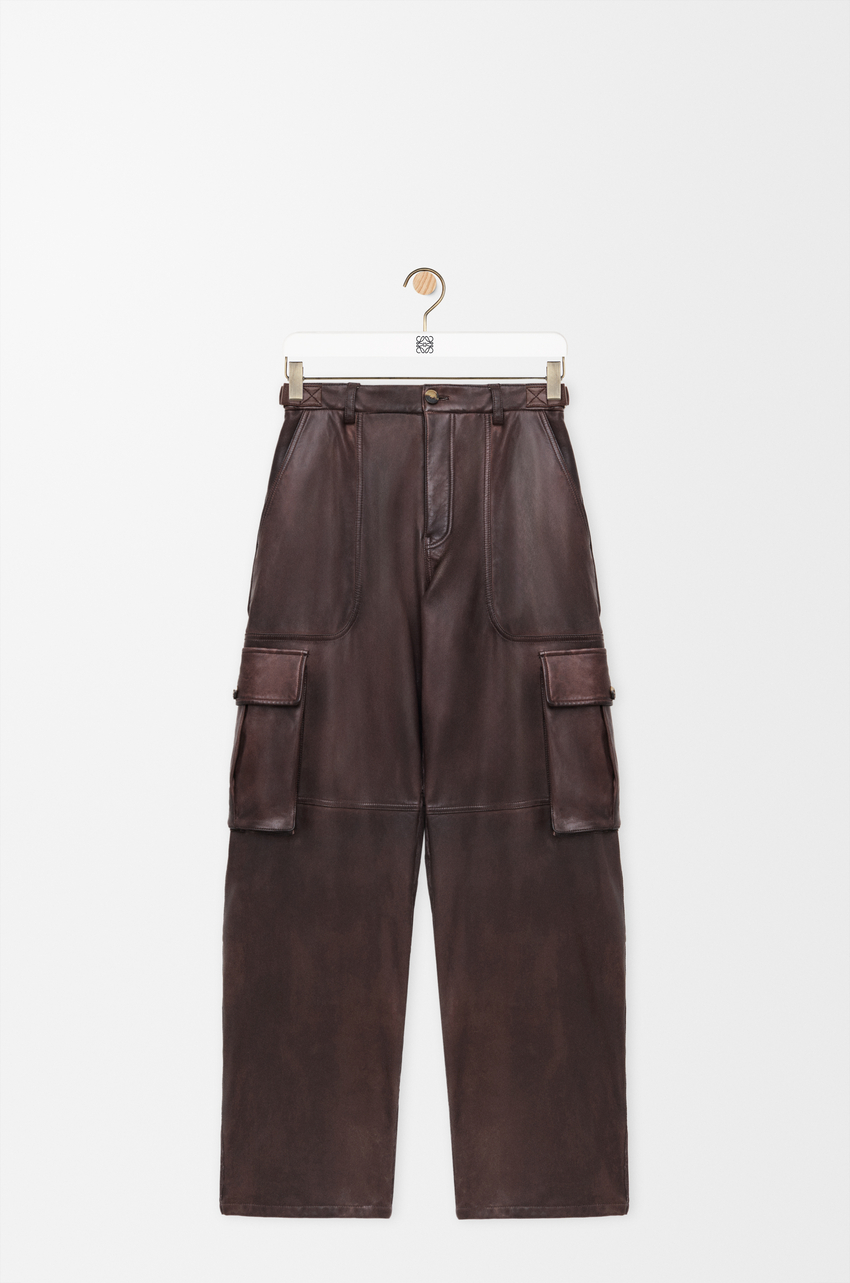 Cargo trousers in nappa lambskin and cotton