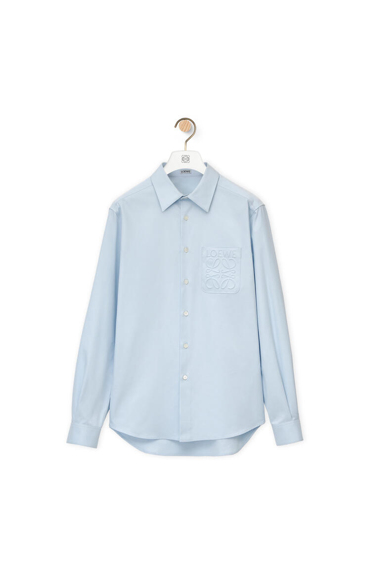 LOEWE Camisa en algodón con anagrama en relieve Azul Claro