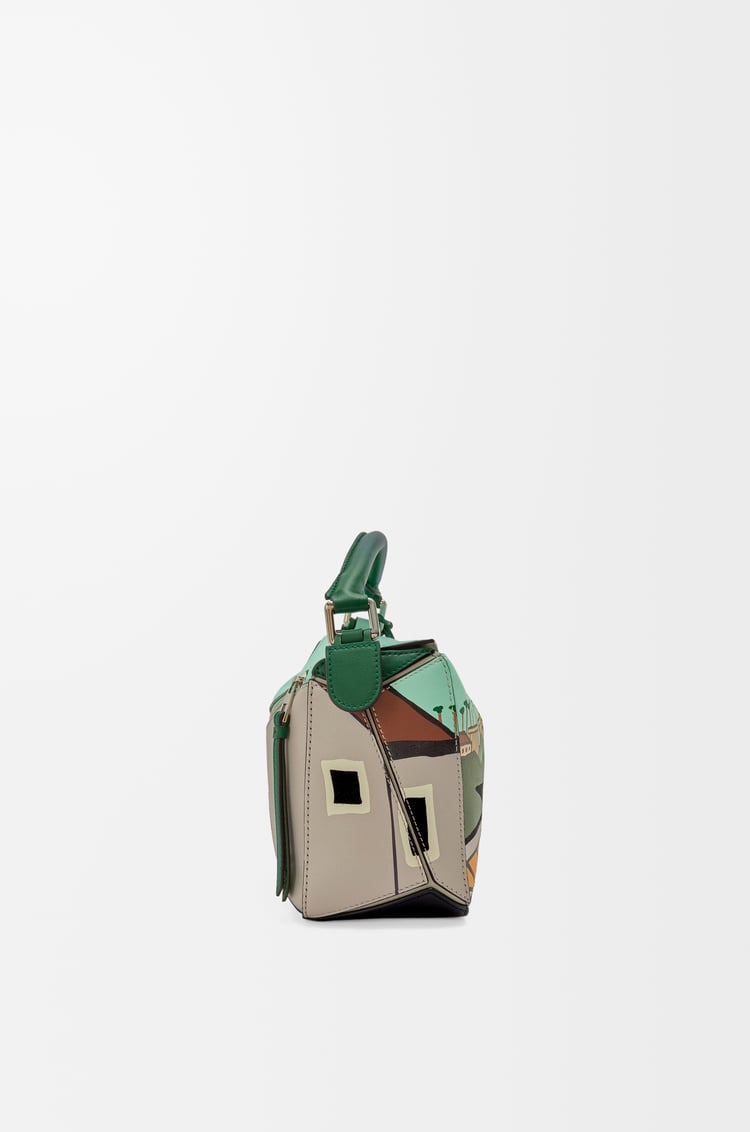 LOEWE Puzzle 10 Ken Price re-edition bag in classic calfskin Dark Forest/Multicolor