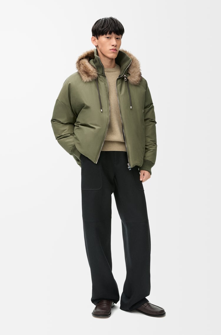 LOEWE Chaqueta acolchada en algodón técnico Verde Caqui