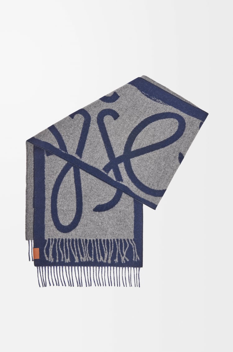 LOEWE Scarf in wool and cashmere Blue/Grey