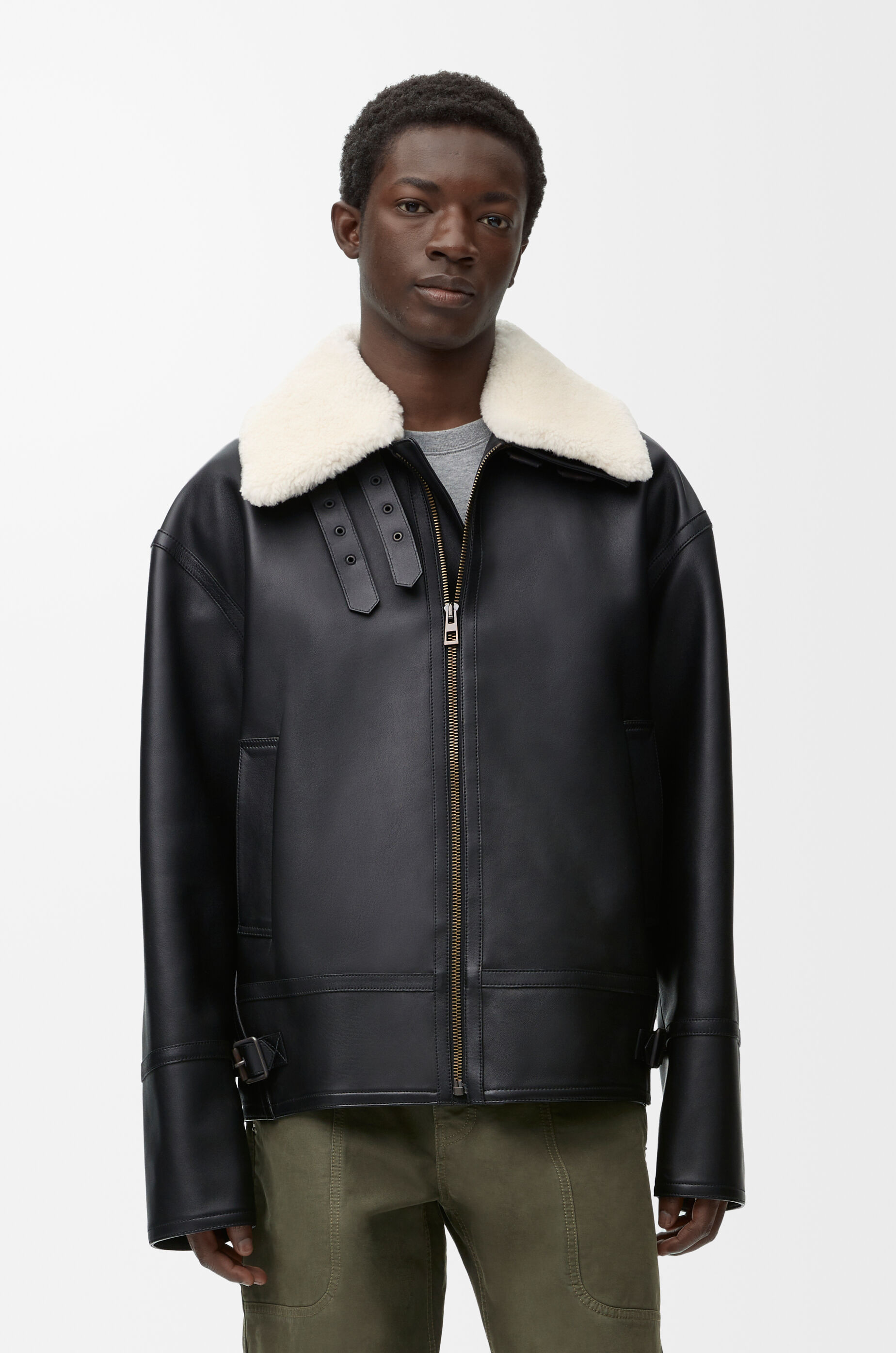 Aviator jacket in shearling Black - LOEWE