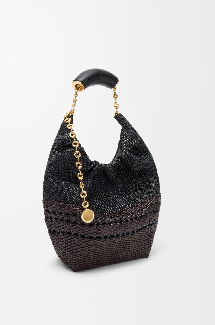 LOEWE Borsa Squeeze piccola in nappa di vitello intrecciata Nero/Marrone