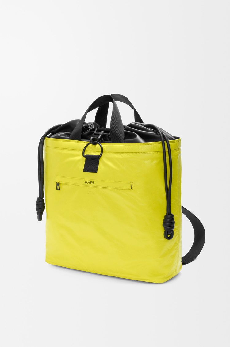LOEWE 纸纹牛皮革 Squad 背包 柠檬黄色