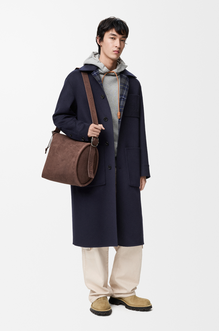 LOEWE Coat in wool and cashmere Navy/Grey