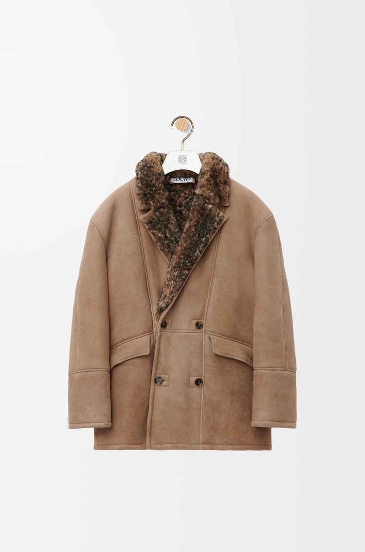 LOEWE Chaqueta de doble botonadura en lana de oveja Camel