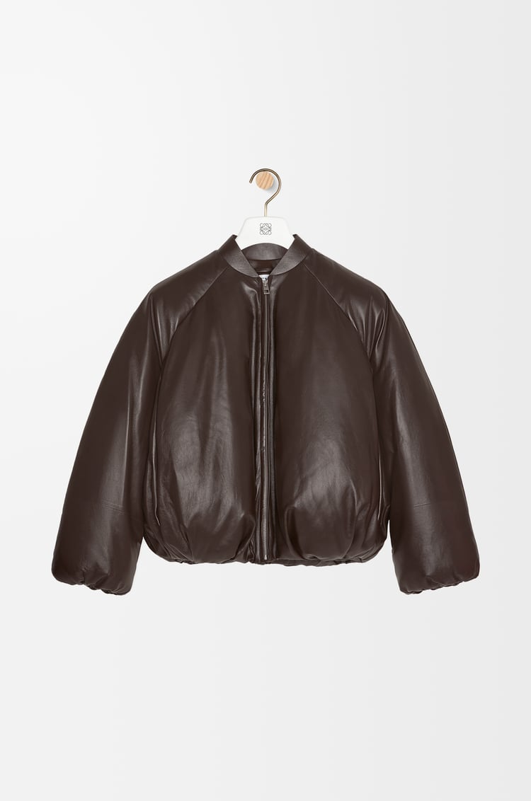 LOEWE Chaqueta bomber acolchada en piel napa de cordero Marrón Oscuro