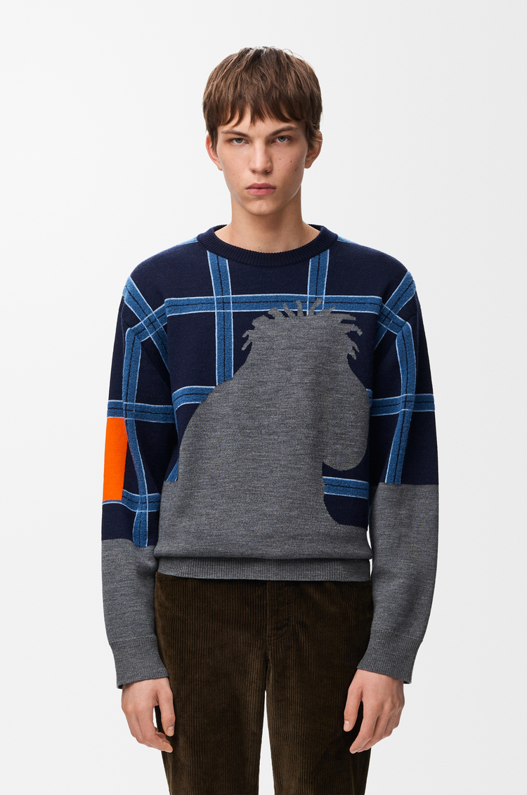 LOEWE Sweater in wool Grey/Multicolour
