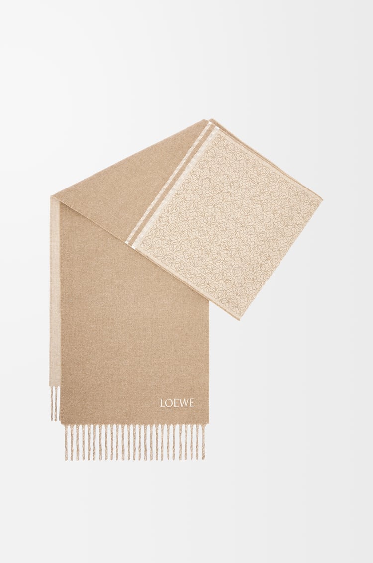 LOEWE Bufanda en lana y cashmere Camel/Blanco