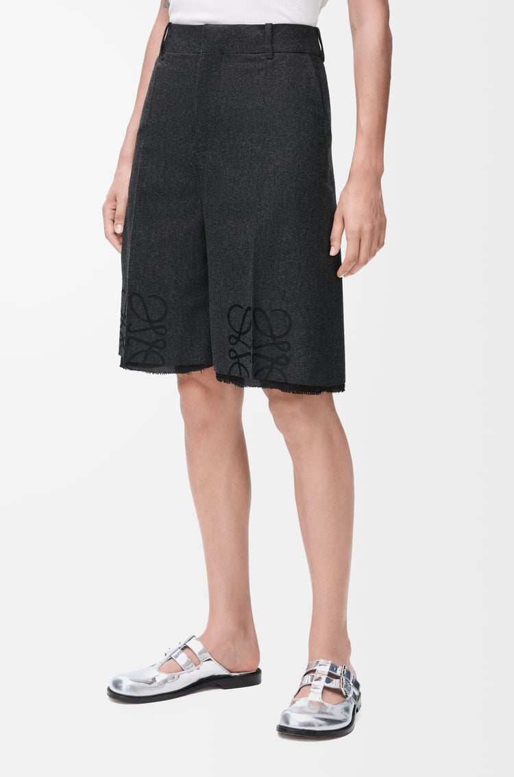 LOEWE Anagram shorts in wool and cashmere Charcoal Melange