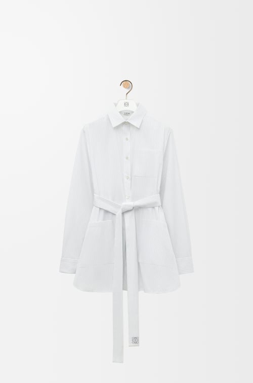 LOEWE Belted blouse in cotton White/Grey plp_rd