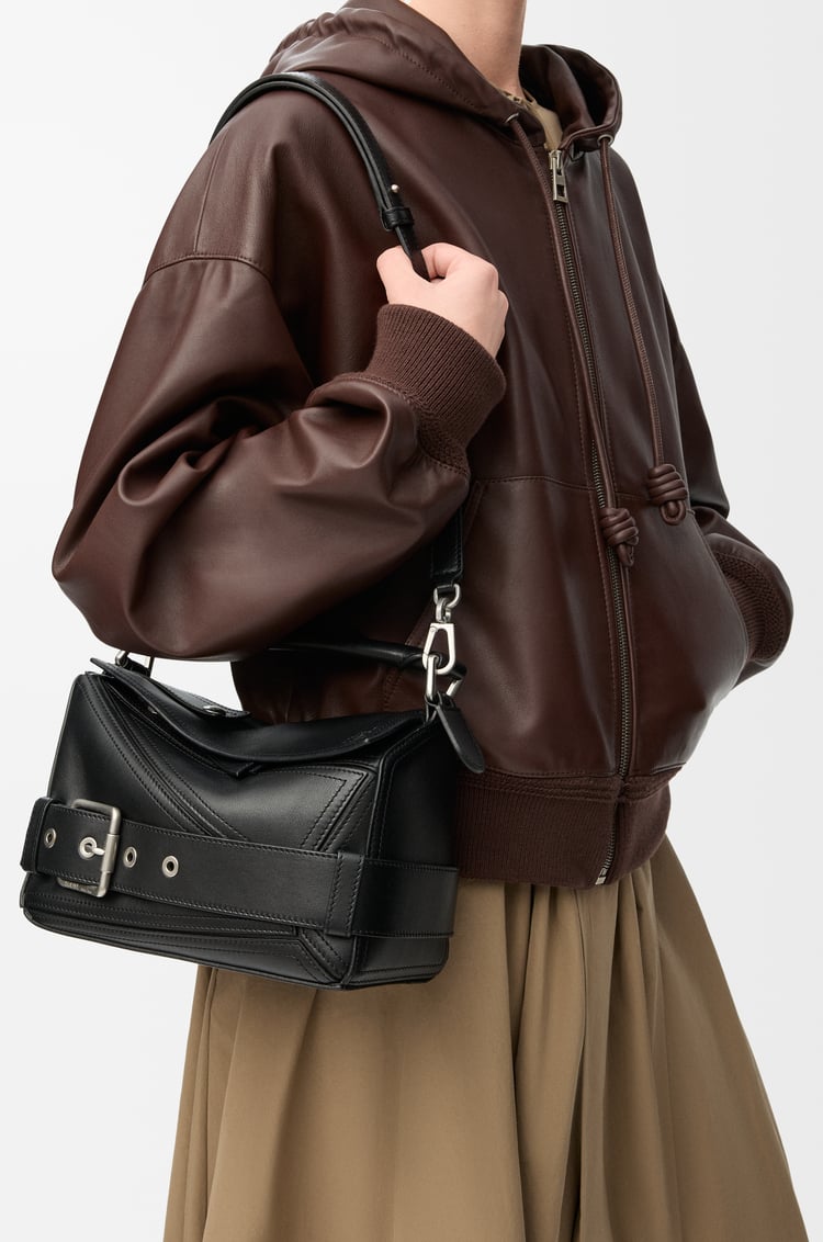 LOEWE パズル バイカー バッグ スモール（シャイニーカーフ） ブラック
