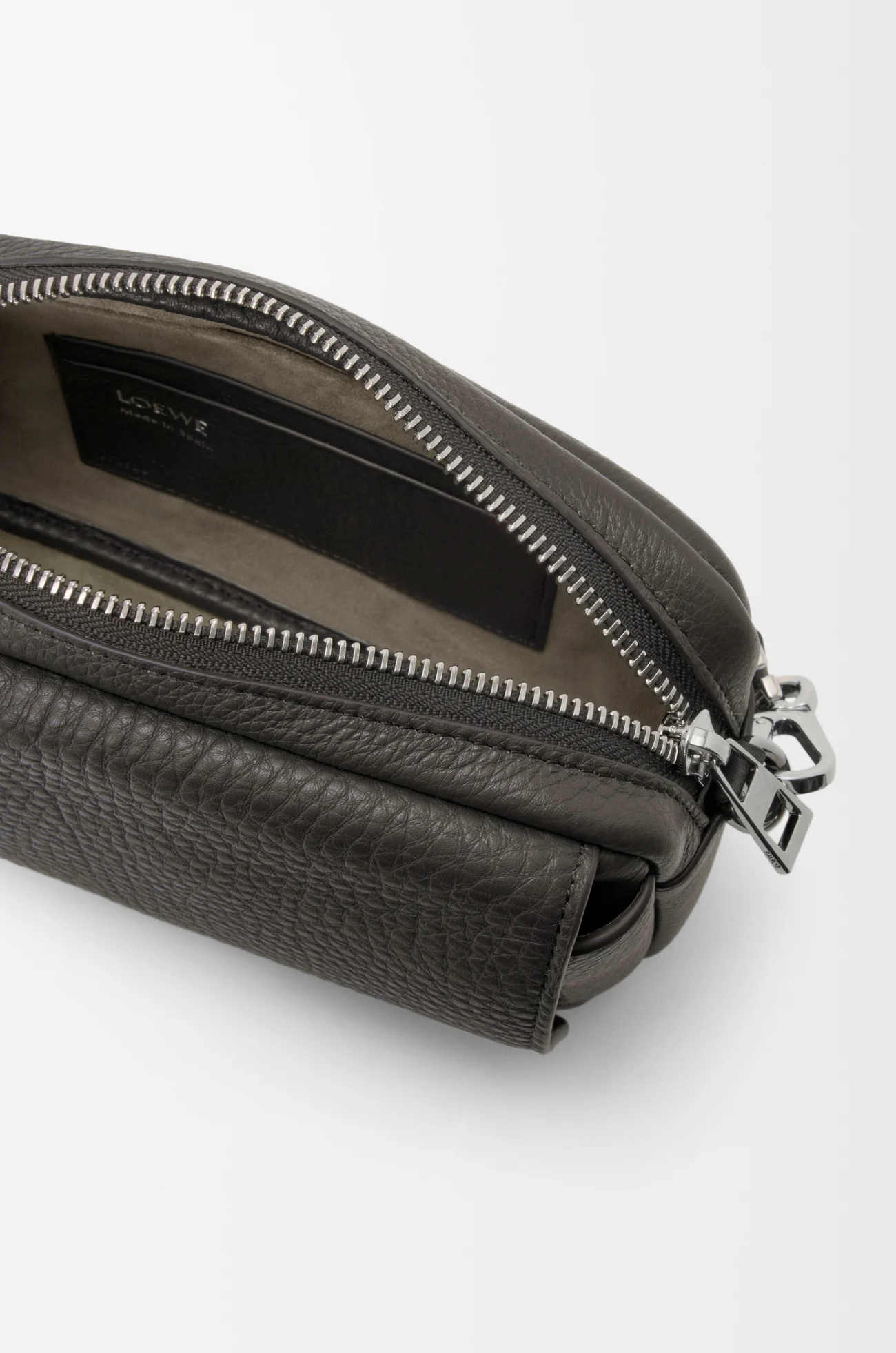 LOEWE Small Pebble messenger bag in supple grained calfskin Dark Grey