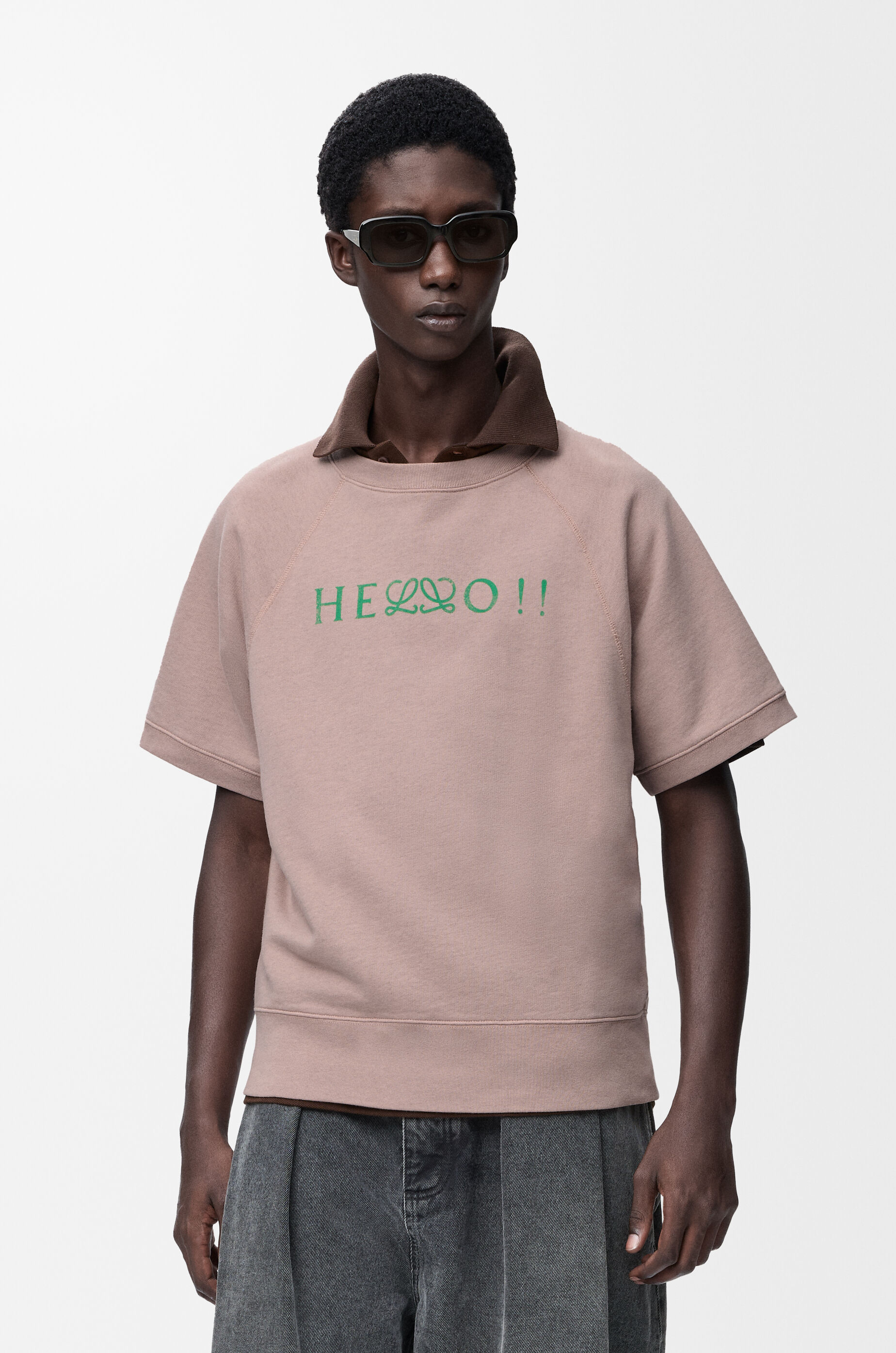 Short sleeve sweatshirt in cotton Pink - LOEWE APAC official website