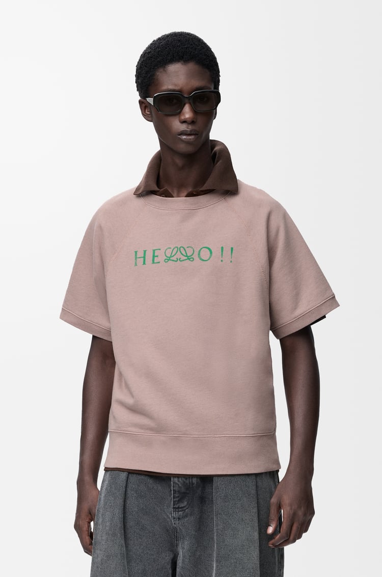 LOEWE Felpa a maniche corte in cotone Rosa Chiaro