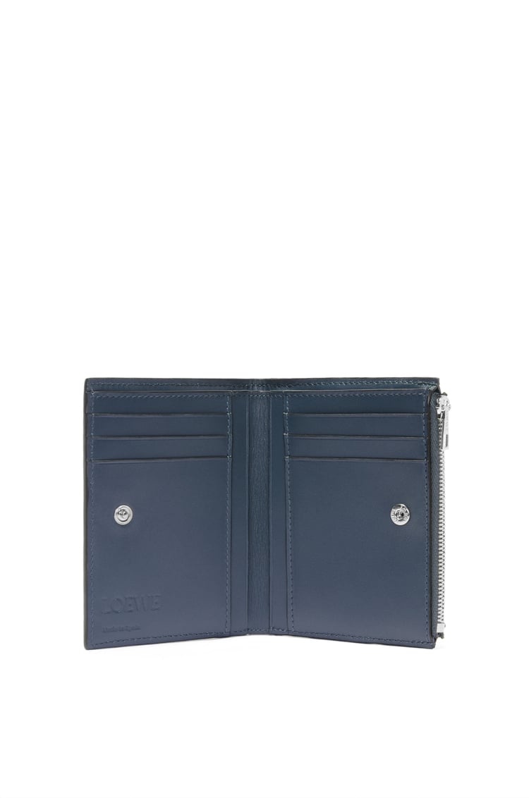 LOEWE Slim compact wallet in soft grained calfskin Onyx Blue