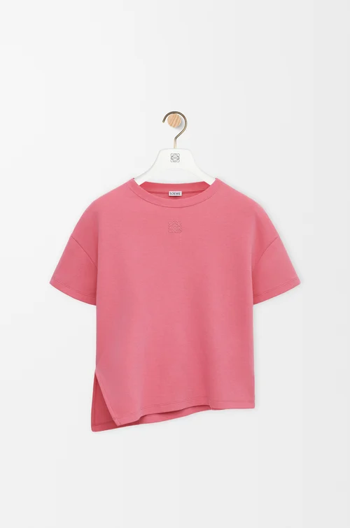 LOEWE Camiseta asimétrica en mezcla de algodón Rosa
