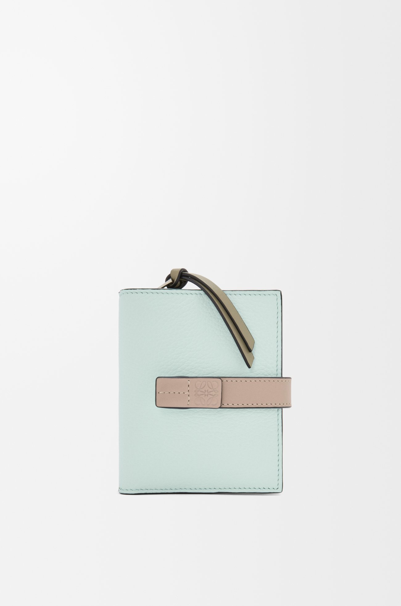 LOEWE 柔软粒面牛皮革紧凑拉链钱包 冰冻色/粘土色