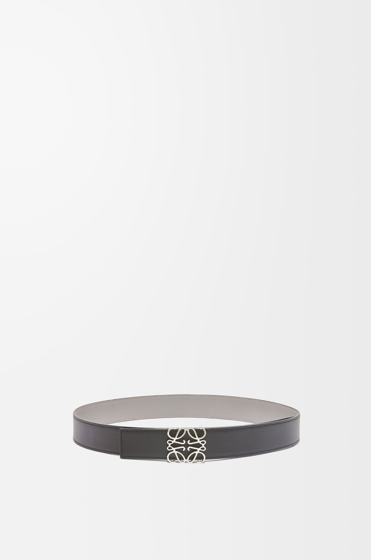LOEWE Cinturón reversible en piel de ternera lisa con Anagrama Gris Asfalto/Negro/Paladio