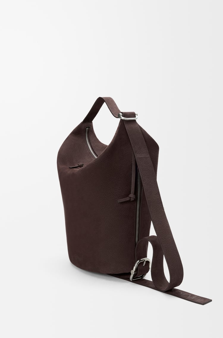 LOEWE Loop bucket in grained nubuck Dark Chestnut