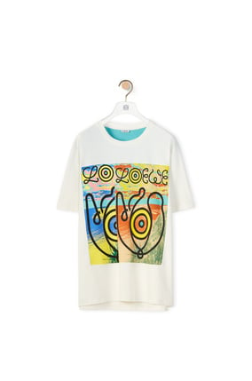 LOEWE Camiseta de algodón suprarreciclado con logotipo Blanco/Multicolor plp_rd