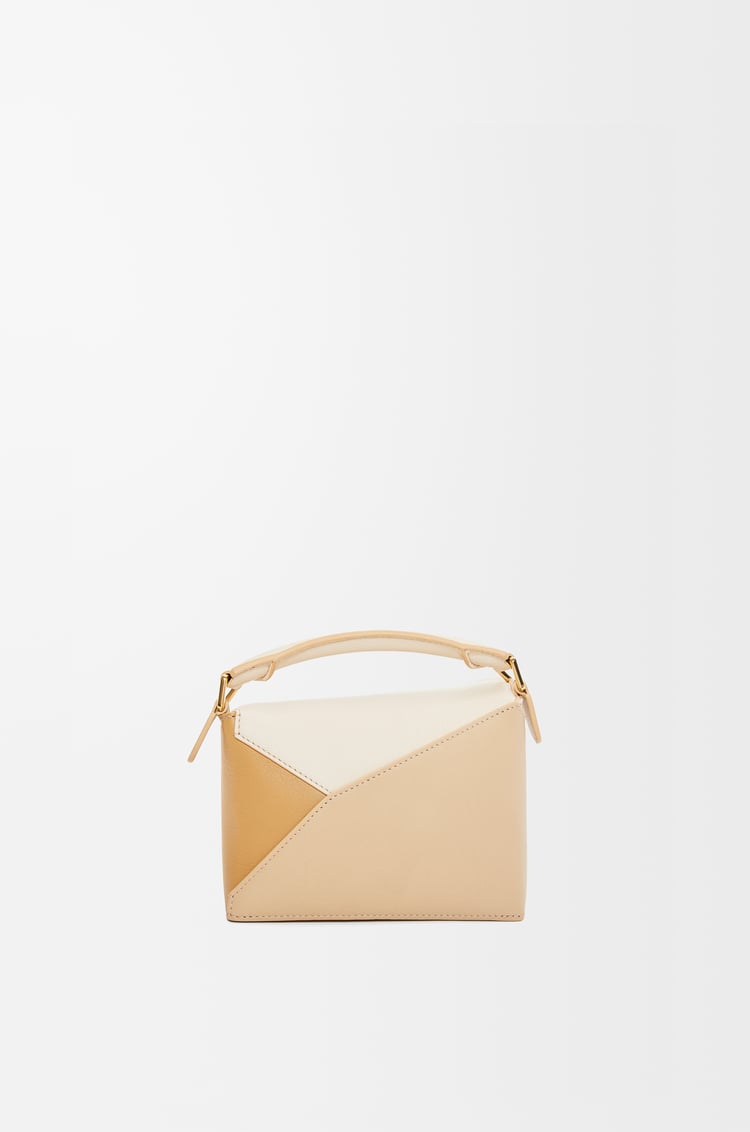 LOEWE Mini Puzzle bag in classic calfskin Angora/Dusty Beige/Gold
