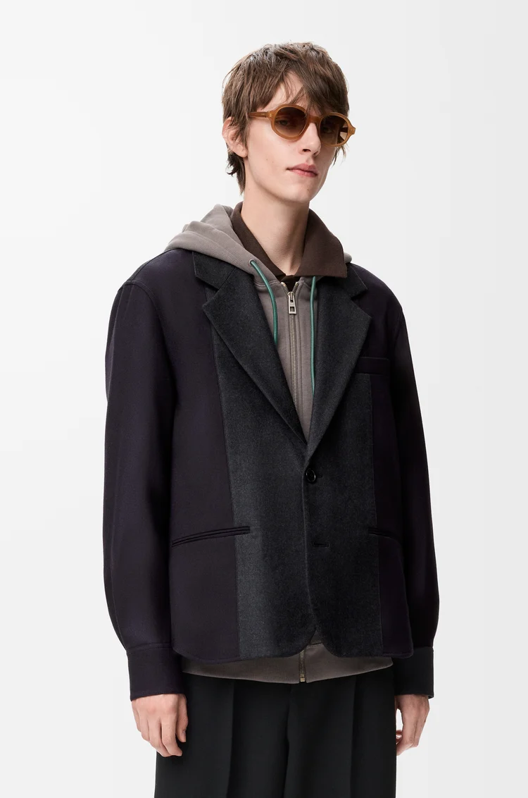 LOEWE Giacca ibrida in lana Blu Navy/Grigio