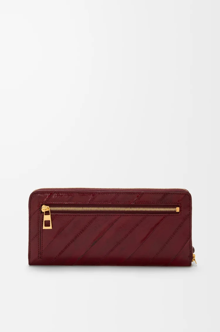 LOEWE 노트 슬림 집 어라운드 지갑 - 일 다크 버건디